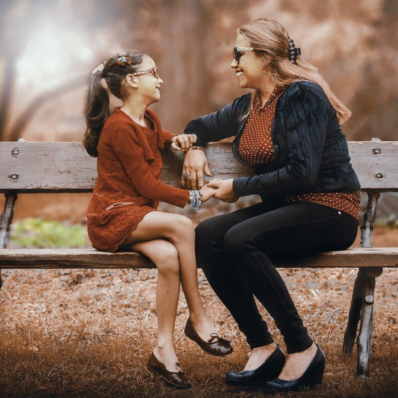 Mother and Daughter on Bench