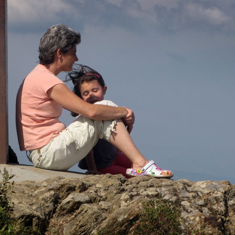 Woman and Child Outside